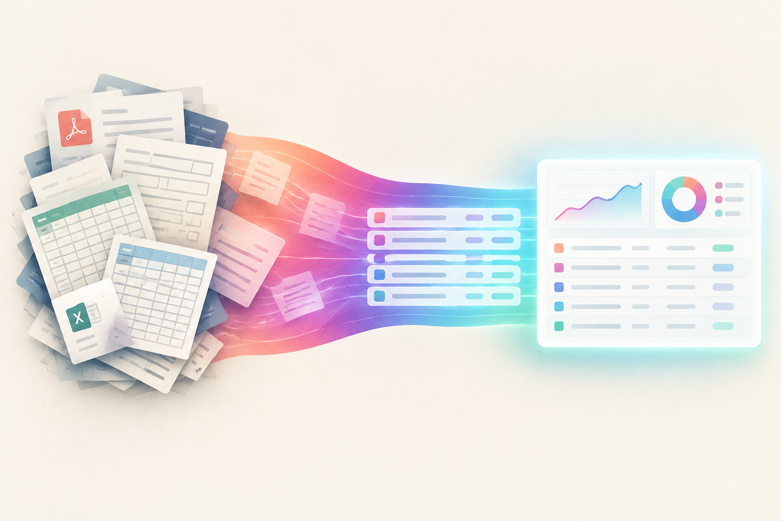 Unstructured proposals and spec sheets flowing into organized, structured information